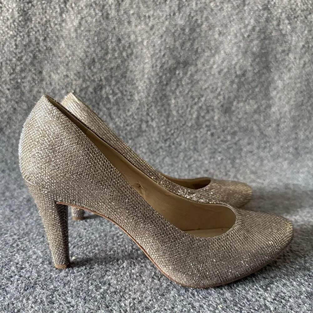 Vince Camuto Kadri Silver Sparkle Slip-On Pointed Toe Stiletto Pump 8M/38